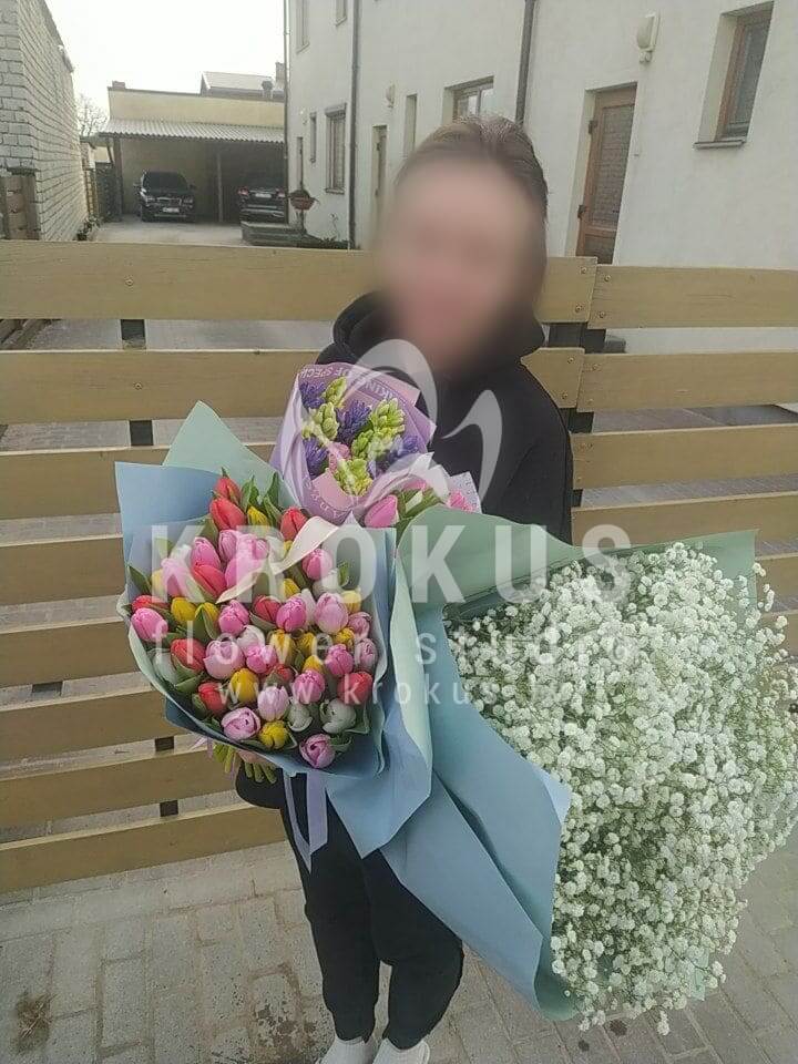 Deliver flowers to Liepāja (tulipshyacinthpistaciagypsophila)