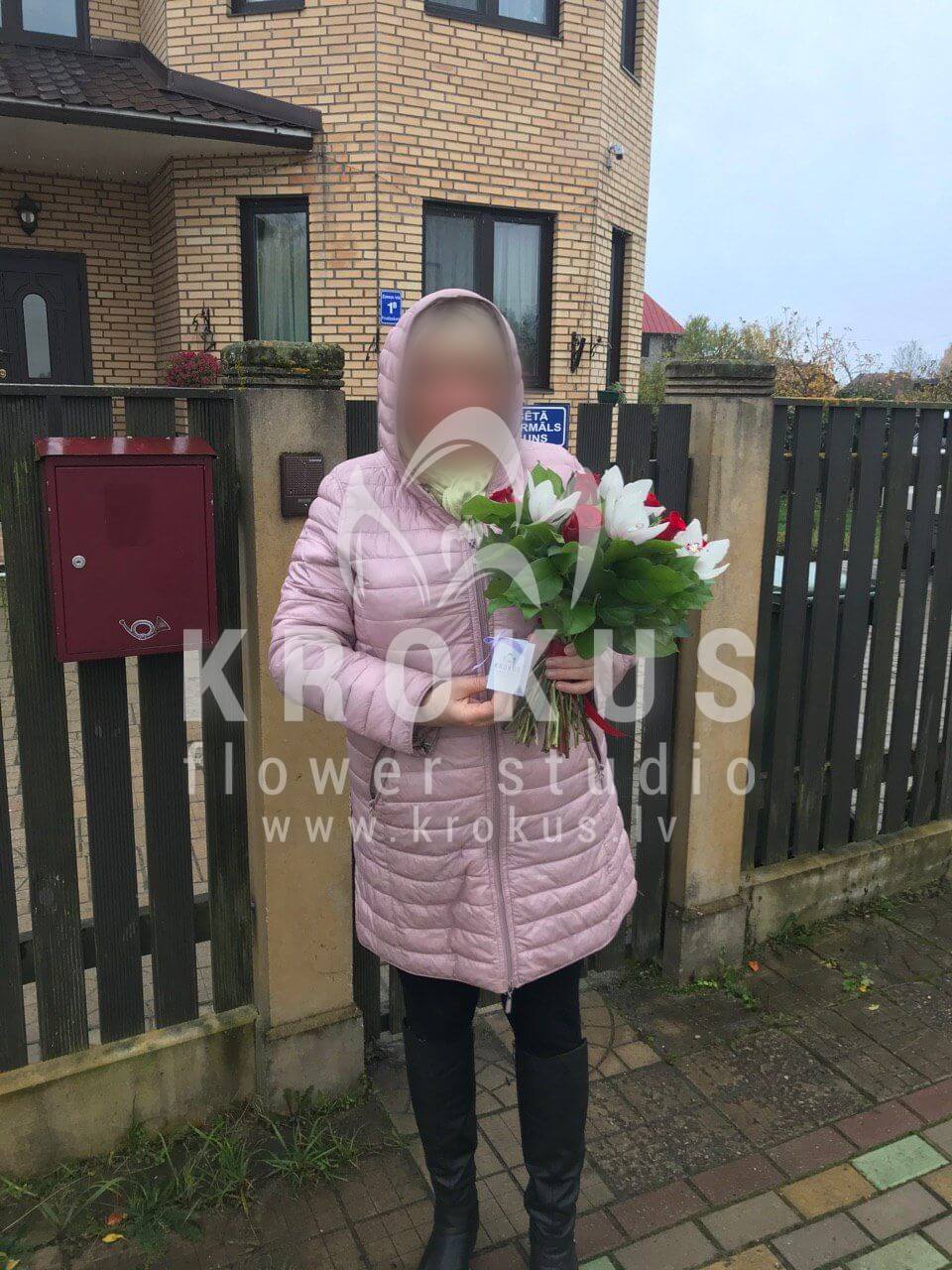 Deliver flowers to Rīga (orchidssalalred roses)