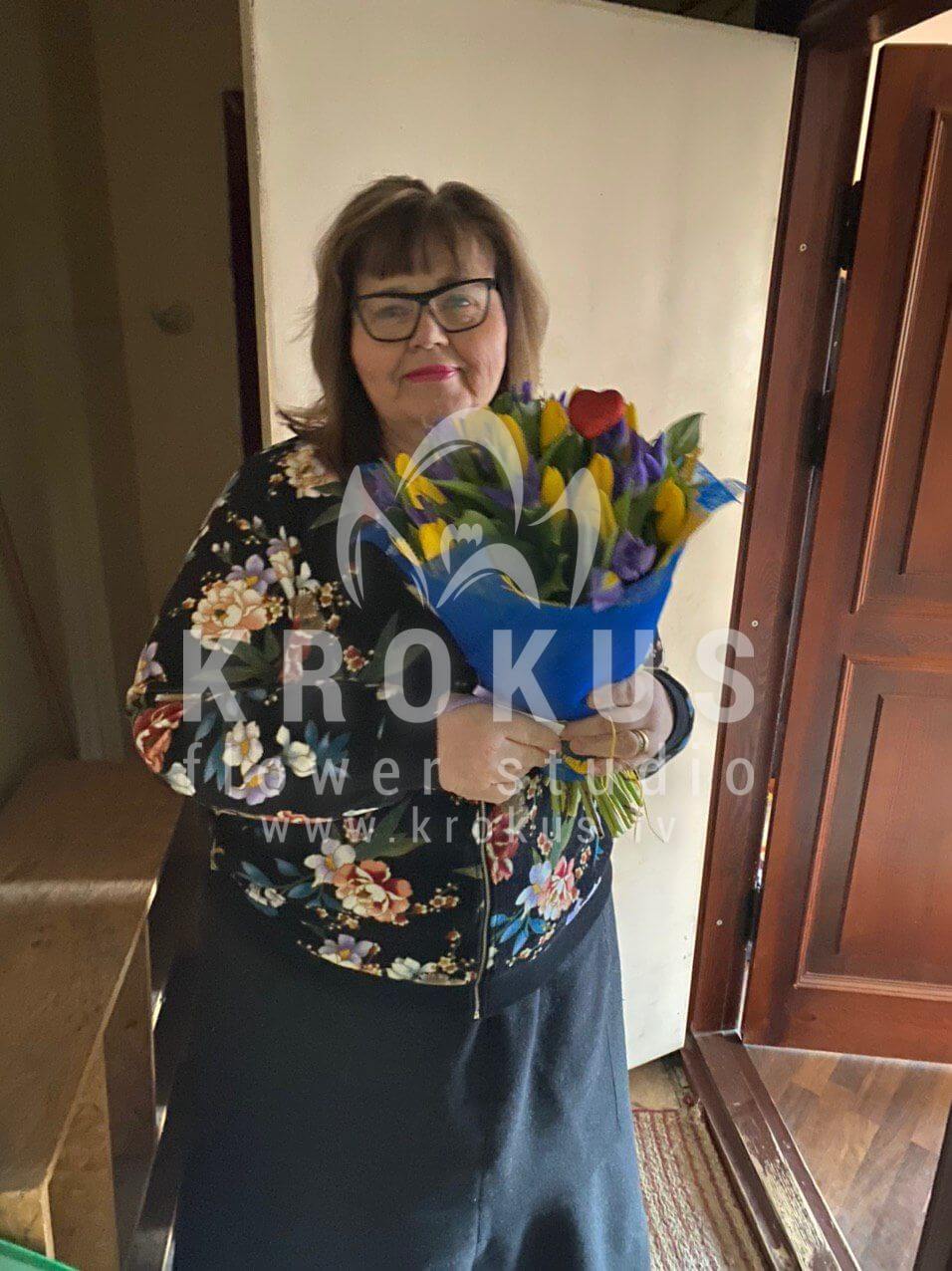 Доставка цветов в город Рига (тюльпаныирисы)