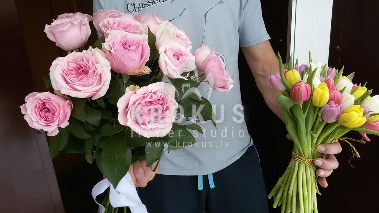 Deliver flowers to Latvia (peony tulips peonies)