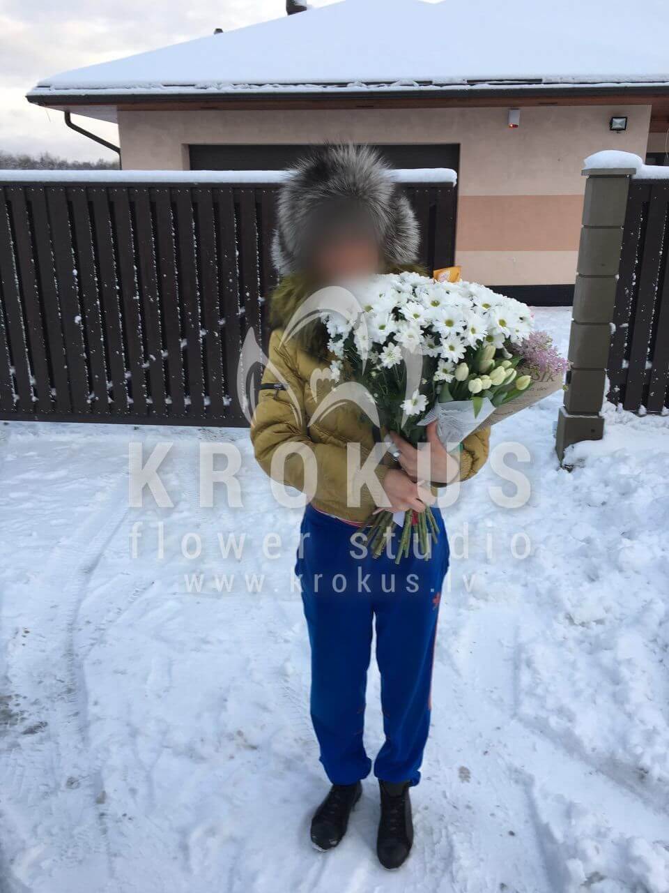 Deliver flowers to Latvia (lilacstulipschrysanthemumscamomiles)